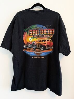 Harley-Davidson Black Tee with Multicolor San Diego Graphic